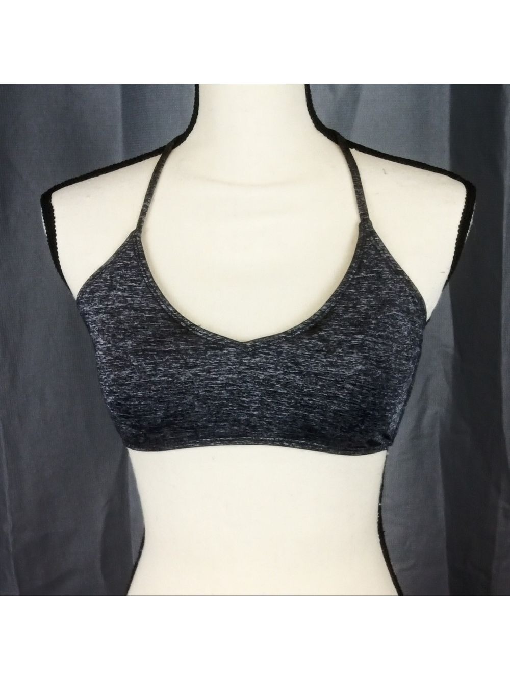 Heat Bikini Top, Gray And Black Heathered, Size L